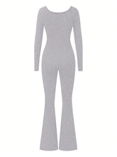 1pc Women Elegant Solid Color Long Sleeve Jumpsuit, Fashionable Adult Charm